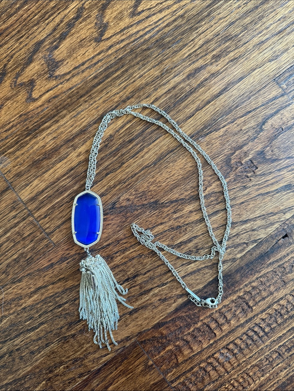 Kendra Scott Gold-Tone Necklace with Cobalt Blue Pendant and Tassel